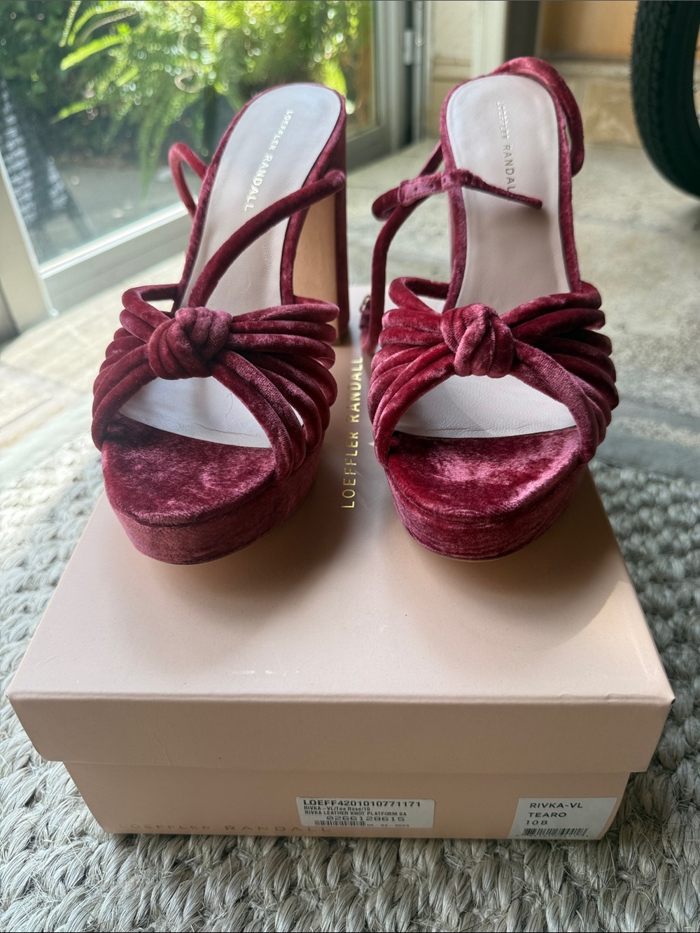 Loeffler Randall Velvet Knot Slingback Sandals in Wine Red - Picture 4 of 4